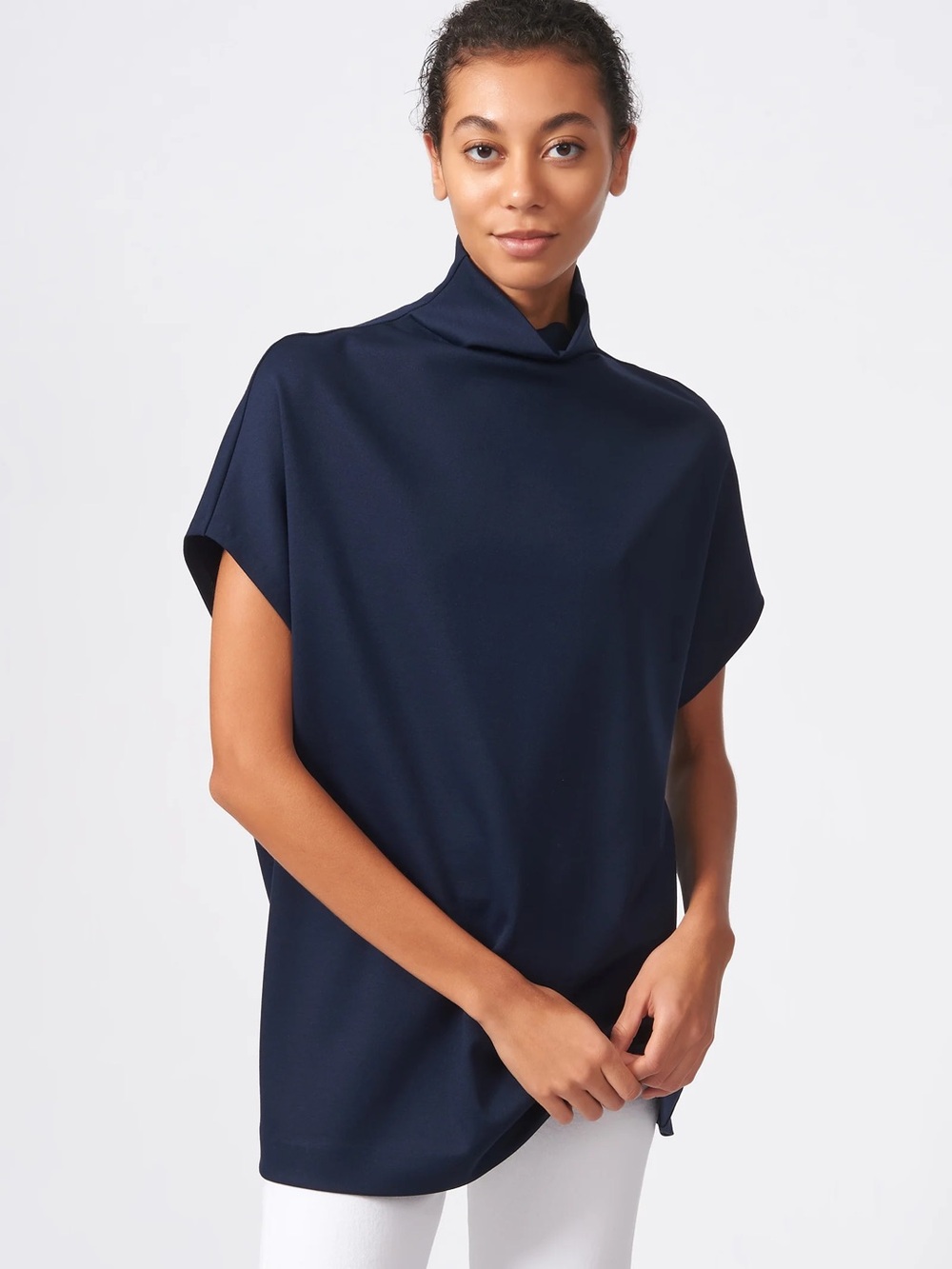 KAL RIEMAN Ponte Funnelneck Oversized Top Navy Made in NYC $295 -SMALL